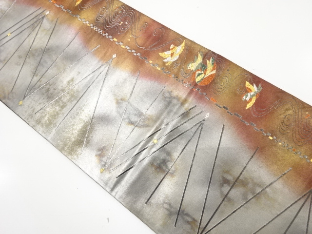 JAPANESE KIMONO / ANTIQUE FUKURO OBI / SILK / WOVEN STREAM